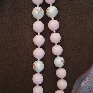 Kids Easter accessories bubblegum necklace bunny pink beads chunky 20mm